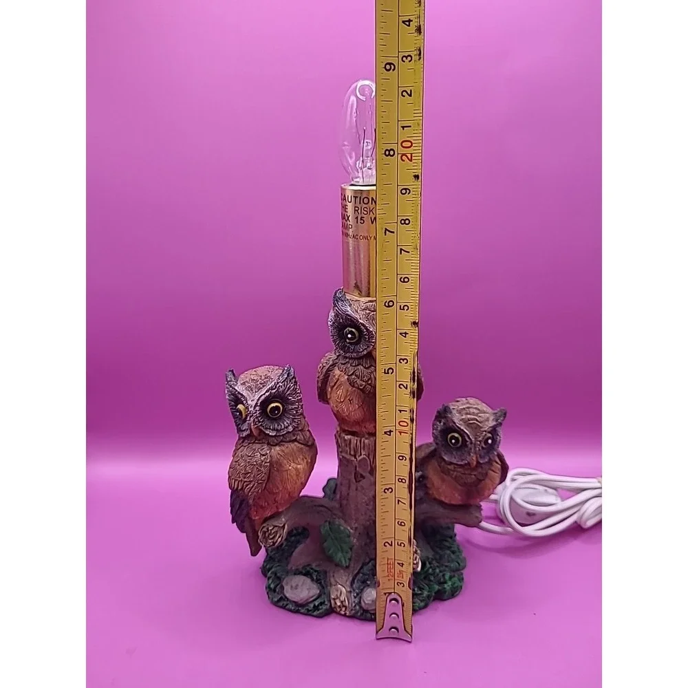 Vintage Mid Century 1970's 3 Owls on Tree Branch Table Lamp Works‎